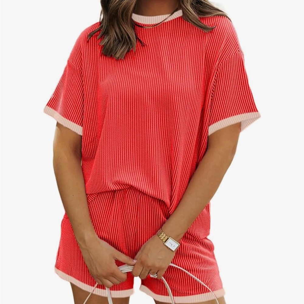 Amazon Women's Red and White Pajama Set